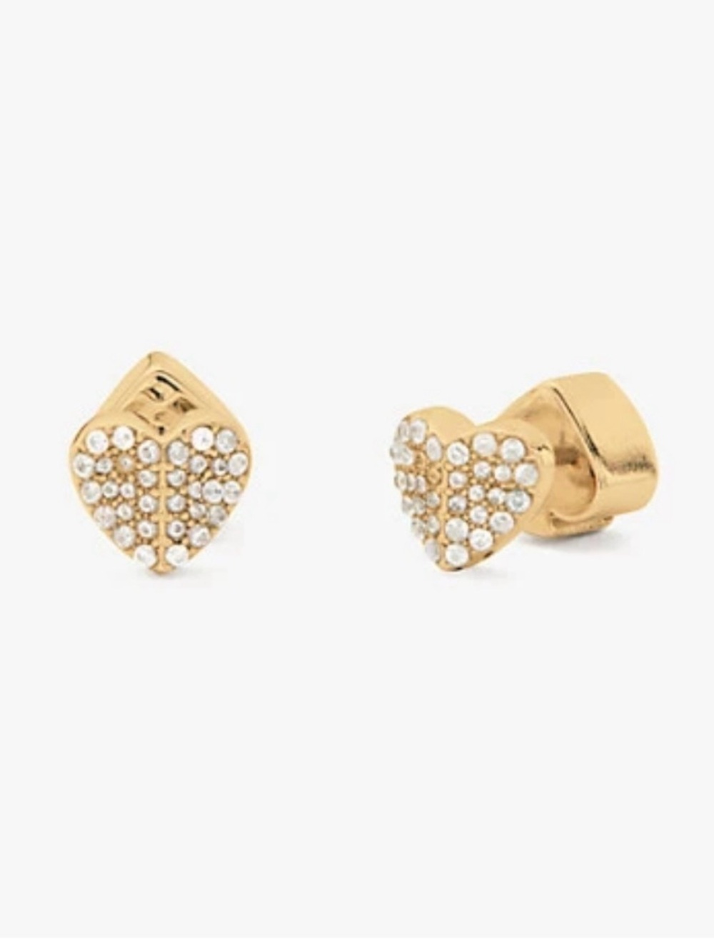 Kate Spade Heart to Heart Gold Heart Crystal Stud Earrings - Women Jewelry